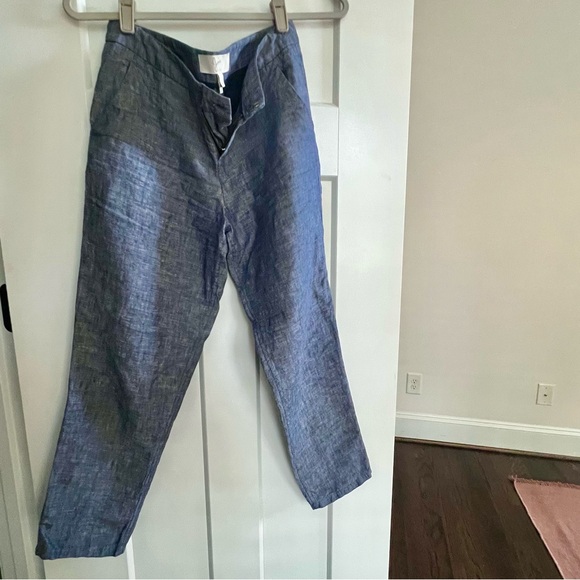 Joie Blue Chambray 100% Linen Pants - Picture 1 of 9